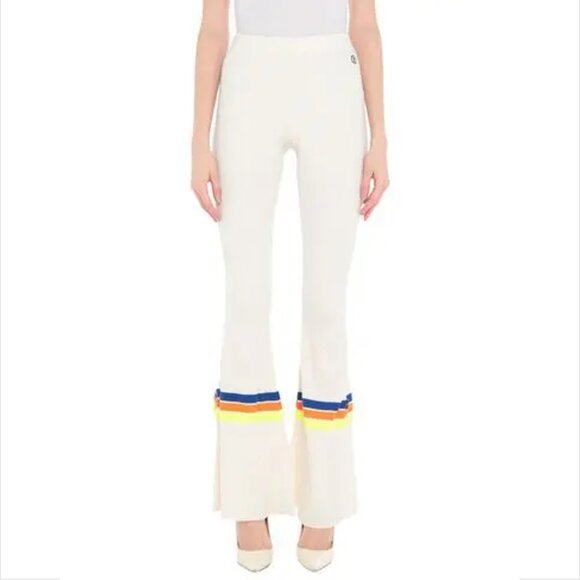 FillesAPapa flared ribbed stretch pants cream fringe orange blue yellow new 2 XS - Picture 8 of 8